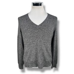 Lord & Taylor Sweater Women Large Gray 100% Cashmere Long Sleeve V-Neck Pullover
